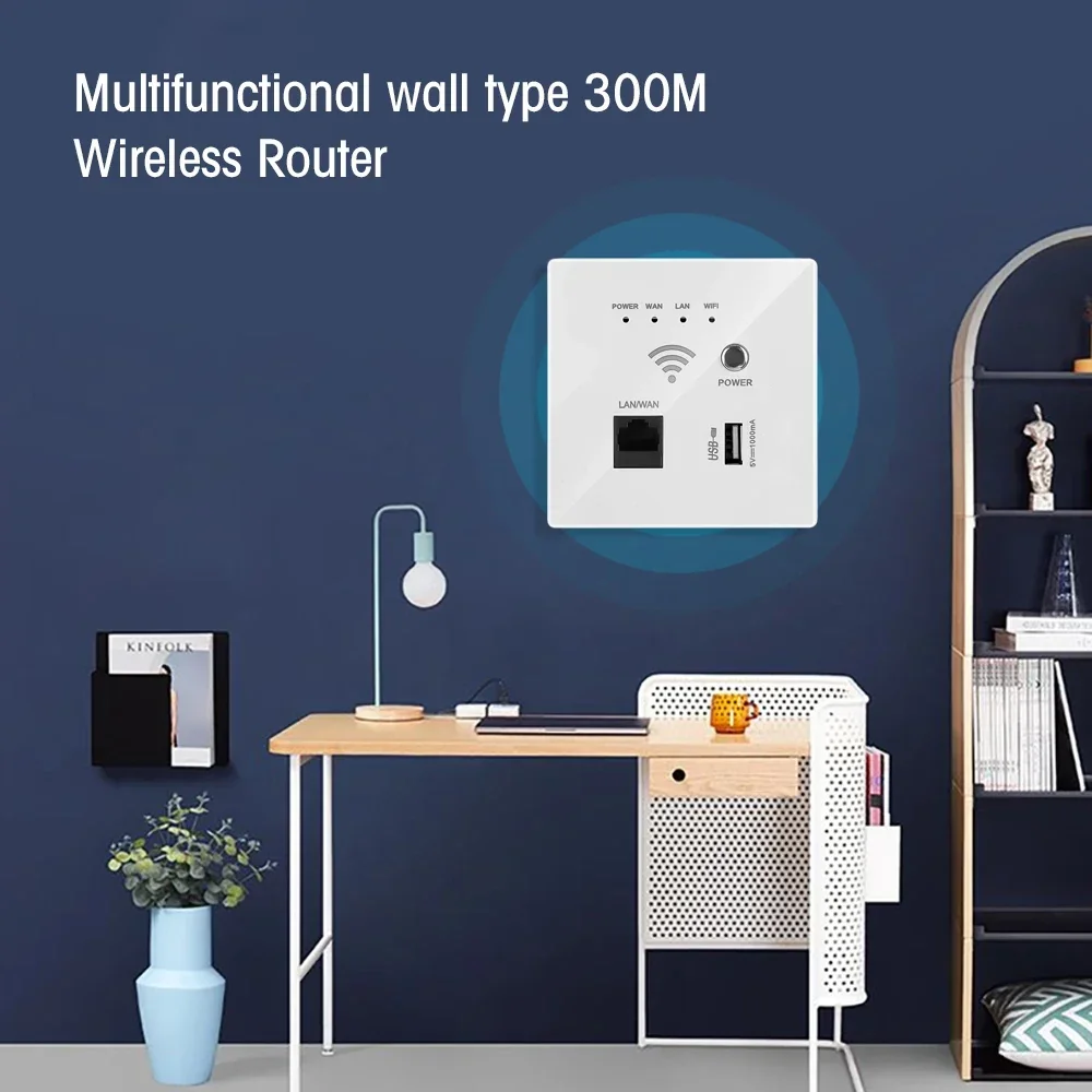 300Mbps Wireless WiFi Socket RJ45 AP Relay 2.4GHz Wireless WiFi Router Smart USB Socket 220V Power Embedded Wall WIFI Repeater