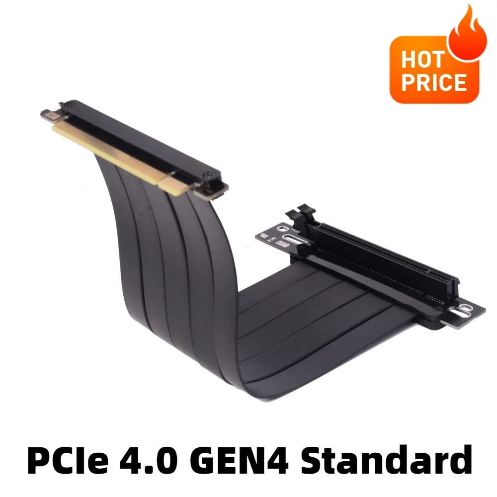 

PCI Express 4.0 16x Extension Cable Double 90 Degree Angled GPU Upright PCIe 4.0 x16 to x16 Riser Extender for Graphics Vertical