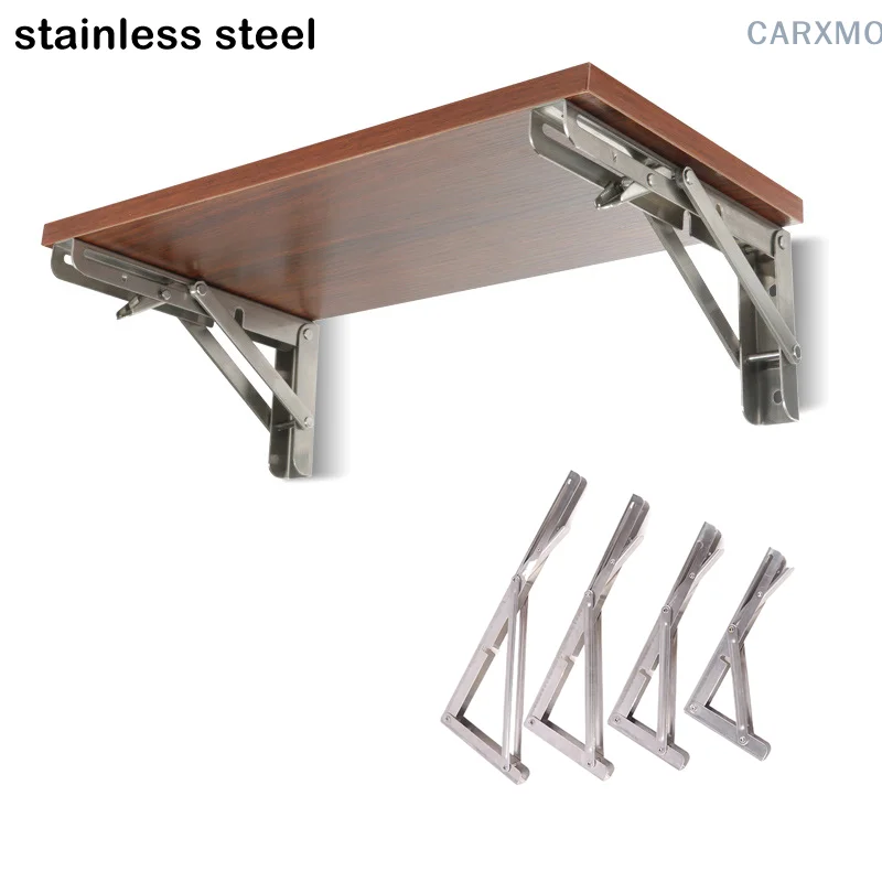 Motorhome Silver Finish Thickened Stainless Steel Mini Folding Table Car Accessories Campervan Folding Bracket Table Shelf