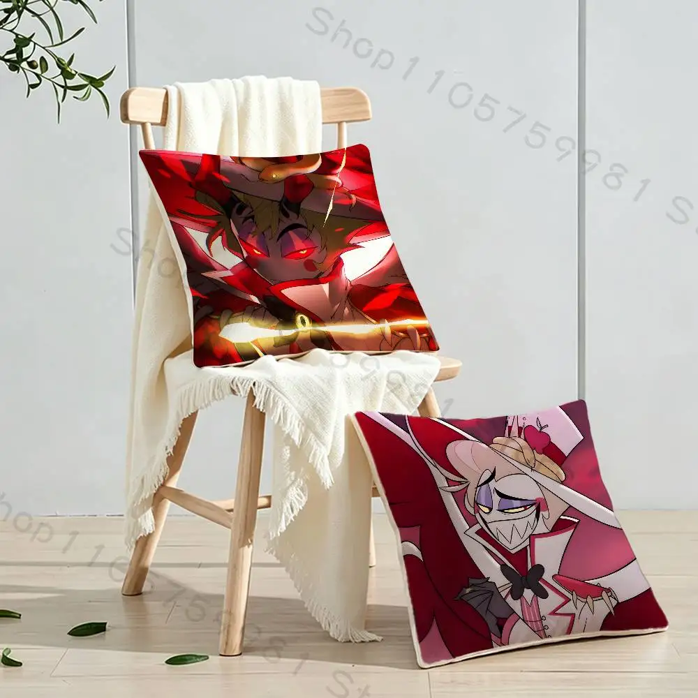 Hazbin Lucifer Morningstar Hotel Cartoon Printing Pillowcase Customized Pillow Cover for Sofa Home Decor
