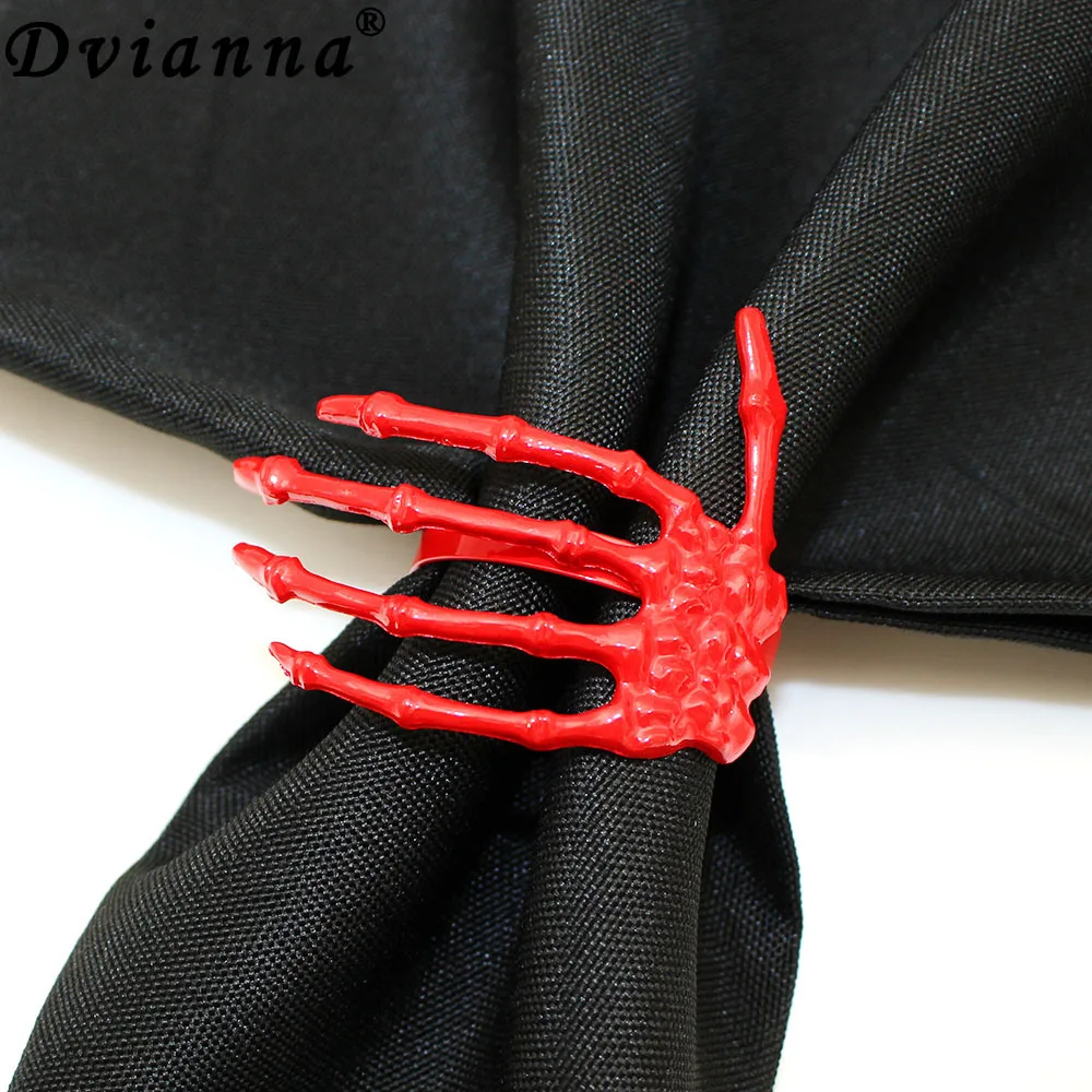 

20Pcs Red Skeleton Hand Napkin Rings Halloween Napkin Holder Skull Serviette Ring for Halloween Party Table Decoration (Red)