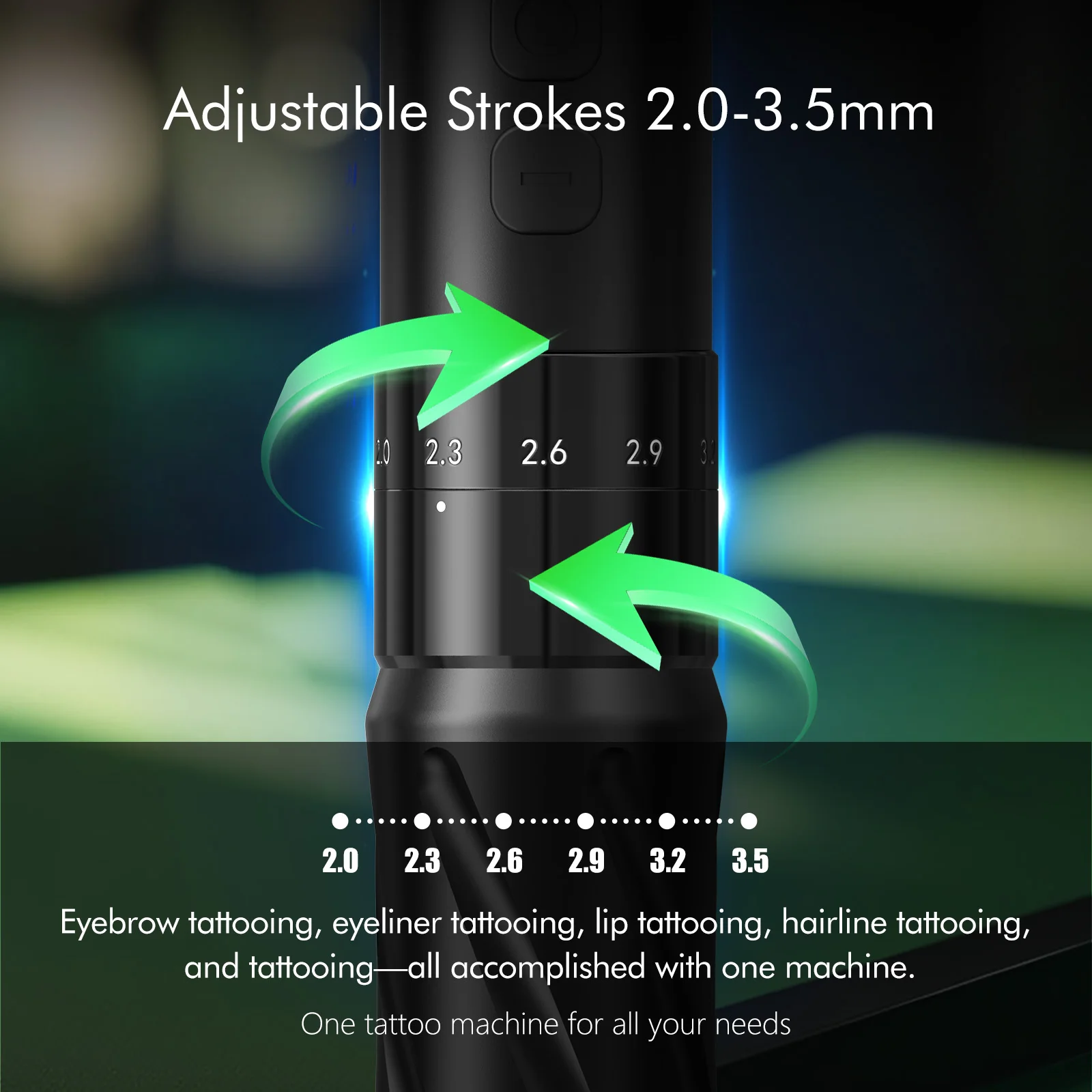 طقم الوشم T-rex طقم أقلام الوشم اللاسلكي الدوار مع 7 طول السكتة الدماغية القابل للتعديل 2.0-3.5 مللي متر 1600mA طقم مسدس الوشم #2