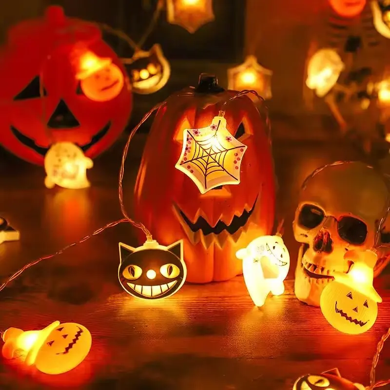 

1PC Halloween LED String Lights Spider Web Ghost Pumpkin Festival Decoration Lamp Atmosphere Lighting For Holiday Home Decor