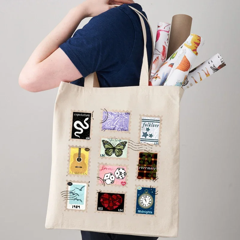 

Beige midnight stamp handbag, Taylor the Ear Tours, Merch shopping bag, inner canvas bag, backpack