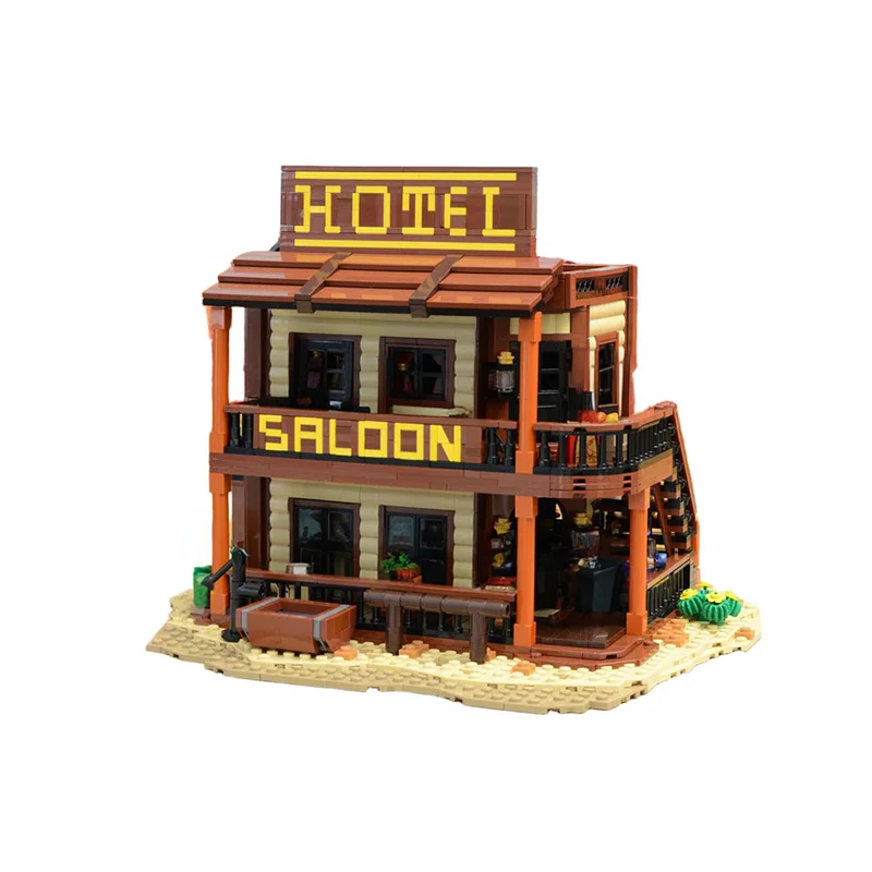 1991pcs MOC Old West Saloon Hotel Westerned Model Building blocks Assemble toy DIY Christmas gift creative Education Brick Kids
