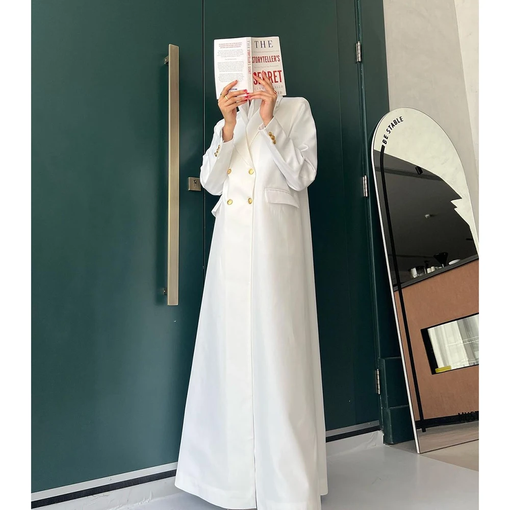 Zweireihige weiße Damenjacke mit spitzem Revers, elegante Damenbekleidung, luxuriöse Dubai-Abayas, Büro-Dame-Oberbekleidung, 1-teiliger Blazer