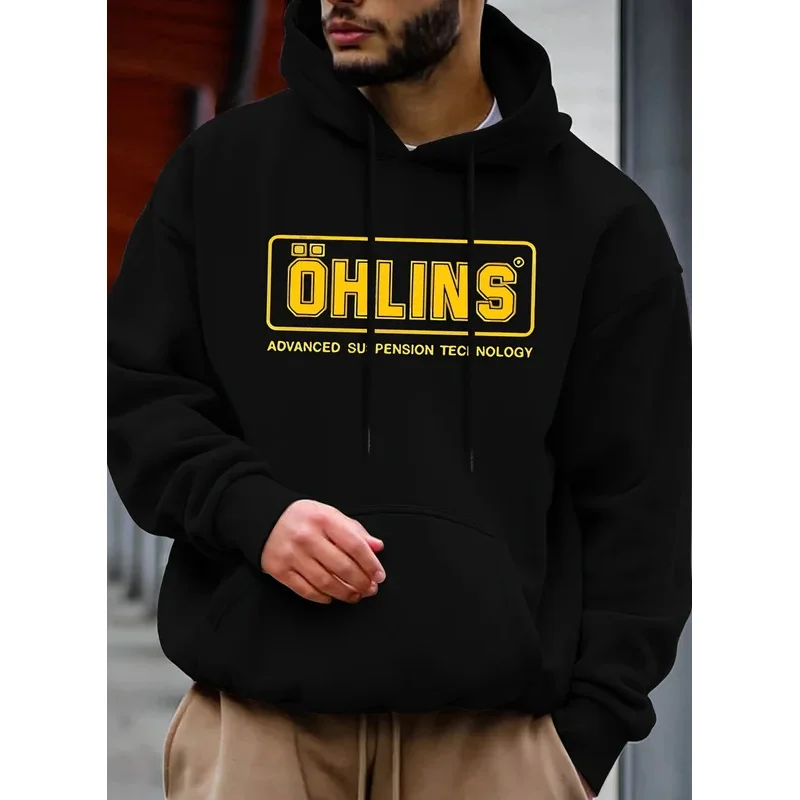 Outono inverno unisex moletom térmico das mulheres dos homens mangas compridas suspensão carro motocicleta esporte corrida ohlins choque moletom