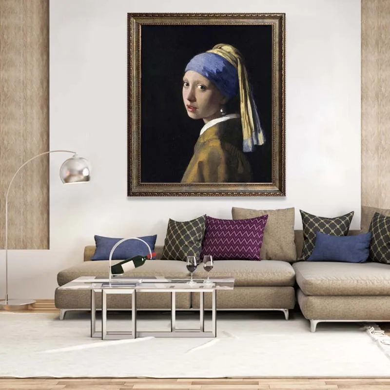 

The Girl with a Pearl Earring by Johannes Vermeer Baroque style art painting figure painting on canvas handmade Home decor