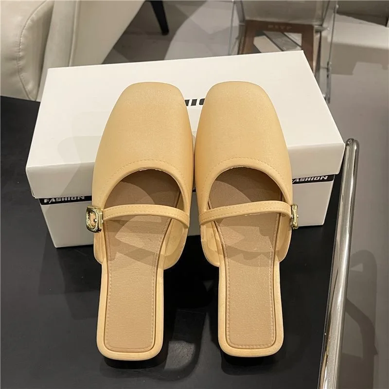 

2026 New Summer Elegant Fashion Women's Home Flats Slippers Solid Casual Slippers House Designer Shoes for Woman Female Footwear