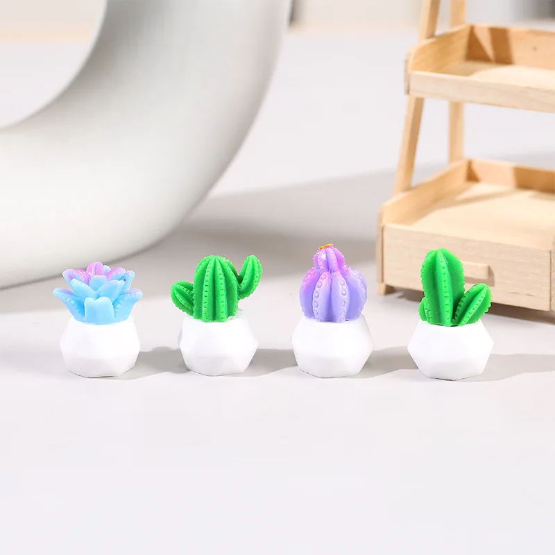 Artificial Resin Cactus Succulents Potted Plant Indoor Home Office Tabletop Decoration Small Potted Micro Landscape Ornament