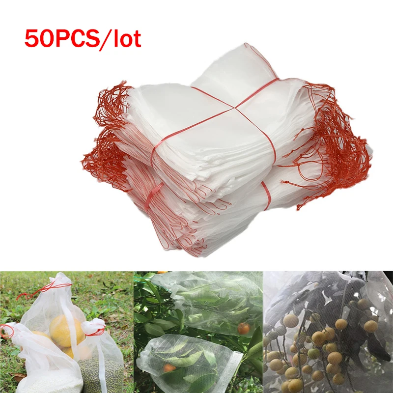 

50PCS/Set Nylon Insect Mosquito Proof Net Bags Garden Fruit Tree Cover Bags Grape Fig Flower Seed Vegetable Protection Mesh Bag