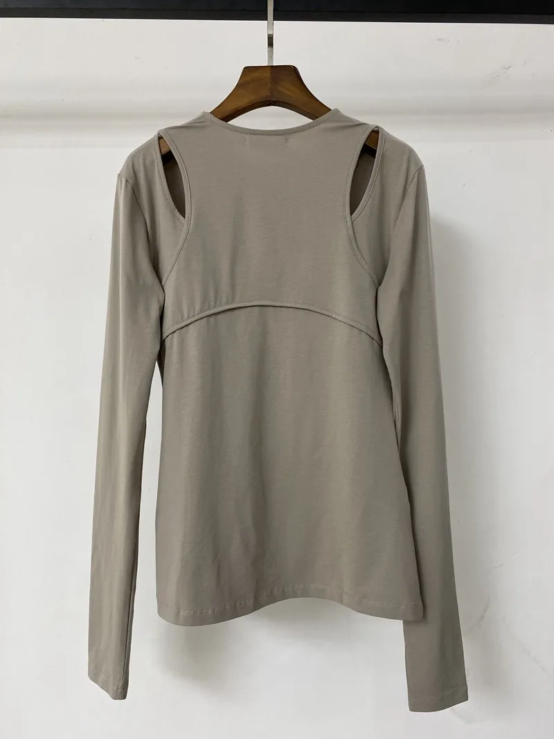 Dave & Di camicia minimalista a due pezzi donna moda lunga semplice camicetta manica Casual donna Pullover top magliette