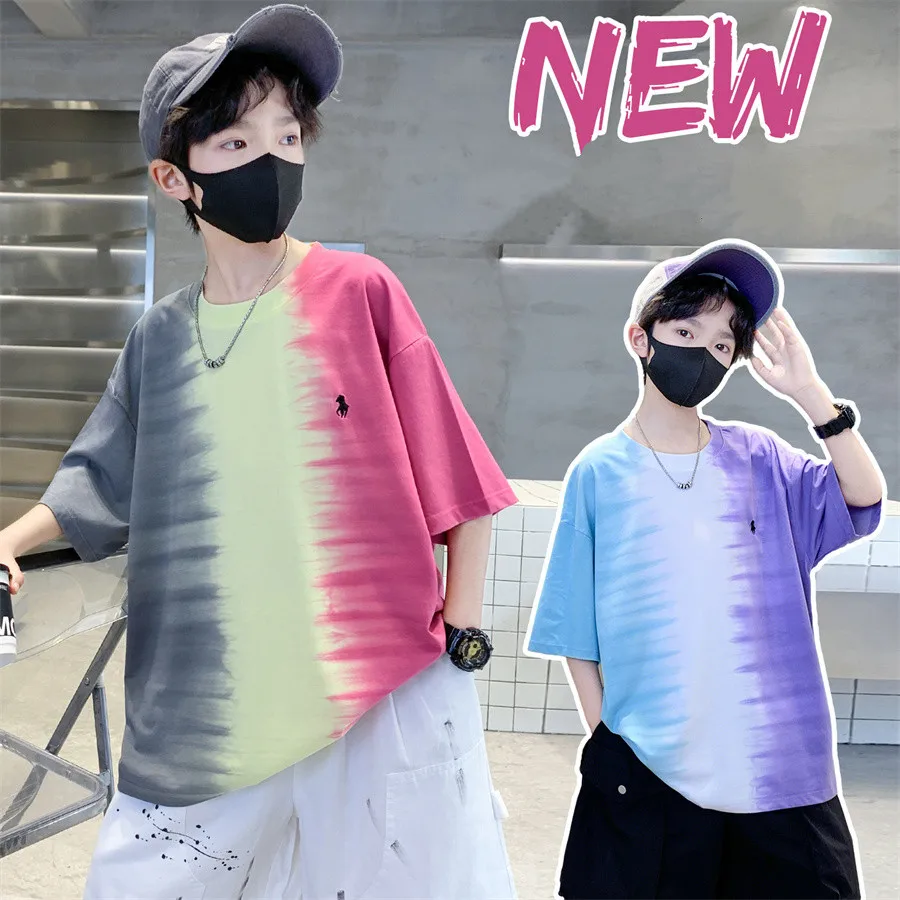 

Fashion Boys Summer Cotton Tshirt For Tweens Child Short Sleeve O-Neck T-shirt New Kids Designer Tee Tops Clothing Age 5-14 Yrs