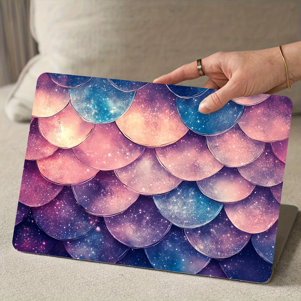 Vinyl Dragon Scale Laptop Light Beige Sticker 2 Pieces Set Scratch Resistant DIY Art Case Universal Laptop Decal Stickers