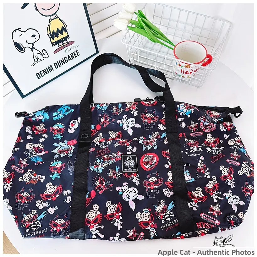 

Cute Cartoon Travel Bag Lage Bag with Hanging Rod St Bag Faionable Nylon Print Zipper ket Foldable for Youth Travel