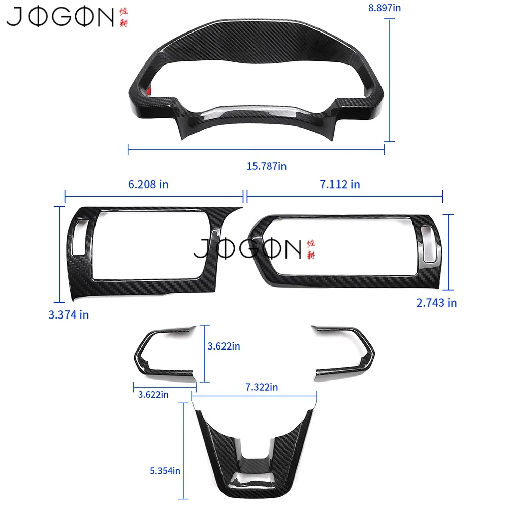 6Pcs LHD For Toyota LC300 2022-2025 Carbon Car Interior Front Side Air Vent Speedometer Cluster Steering Wheel Strip Cover Trim