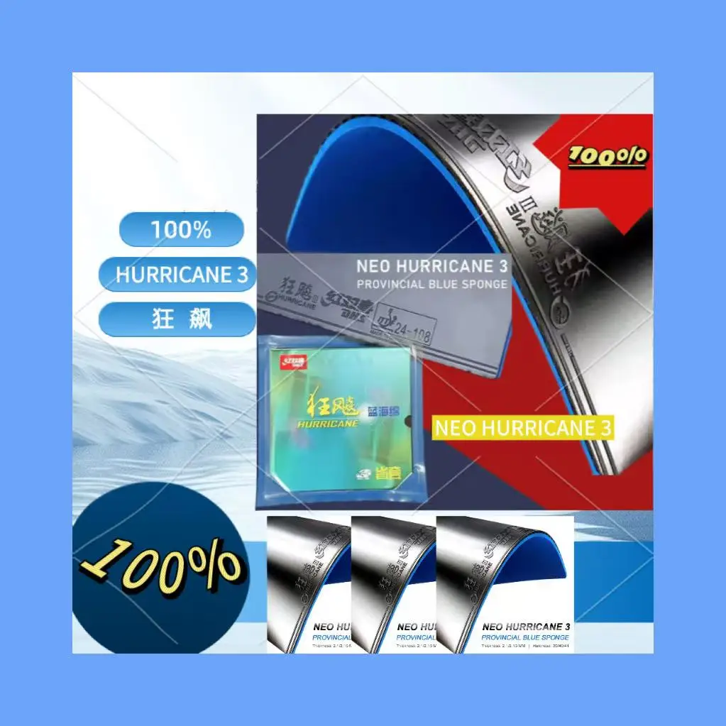 

NEW DHS Neo Hurricane 3 Provincial Blue Sponge Table Tennis Rubber Sticky Professional Ping Pong Rubber Sheet NEO H3 Prov BS