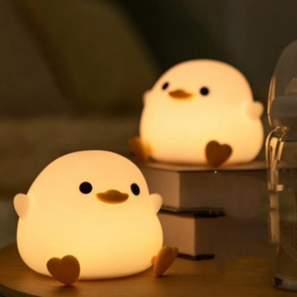 

Silicone Duck Pat Night Light Dimmable Bedside Lamp 7 Light Colors Cartoon Sleeping Light Cute Nursery Nightlight for Desk Decor