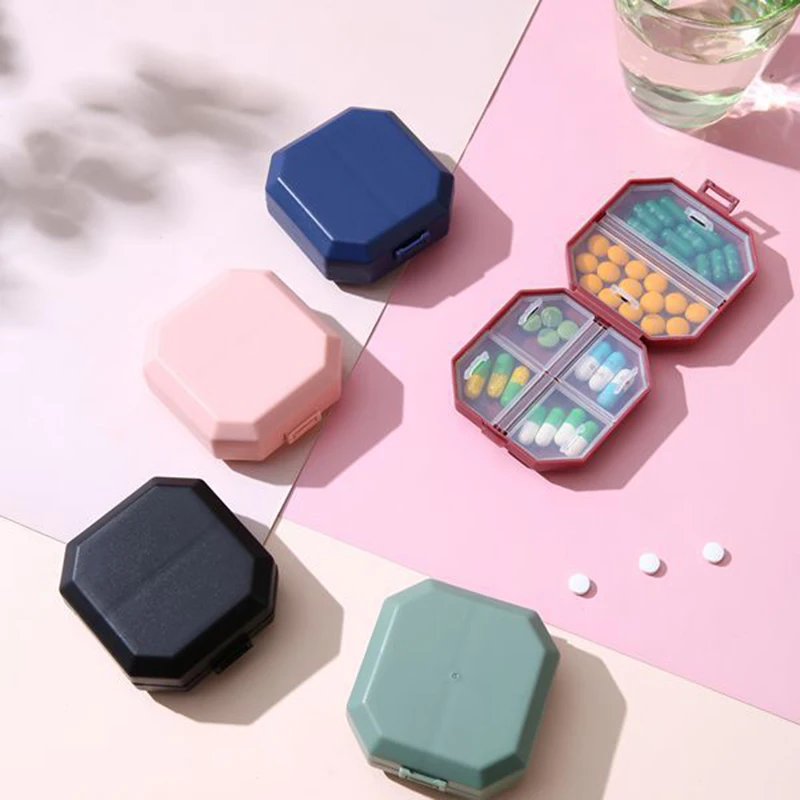 Mini Portable Pill Organizer 6 Grid Compartment Travel Pillbox Nordic Style Dispenser Medicine Boxes Dispensing Medical Kit