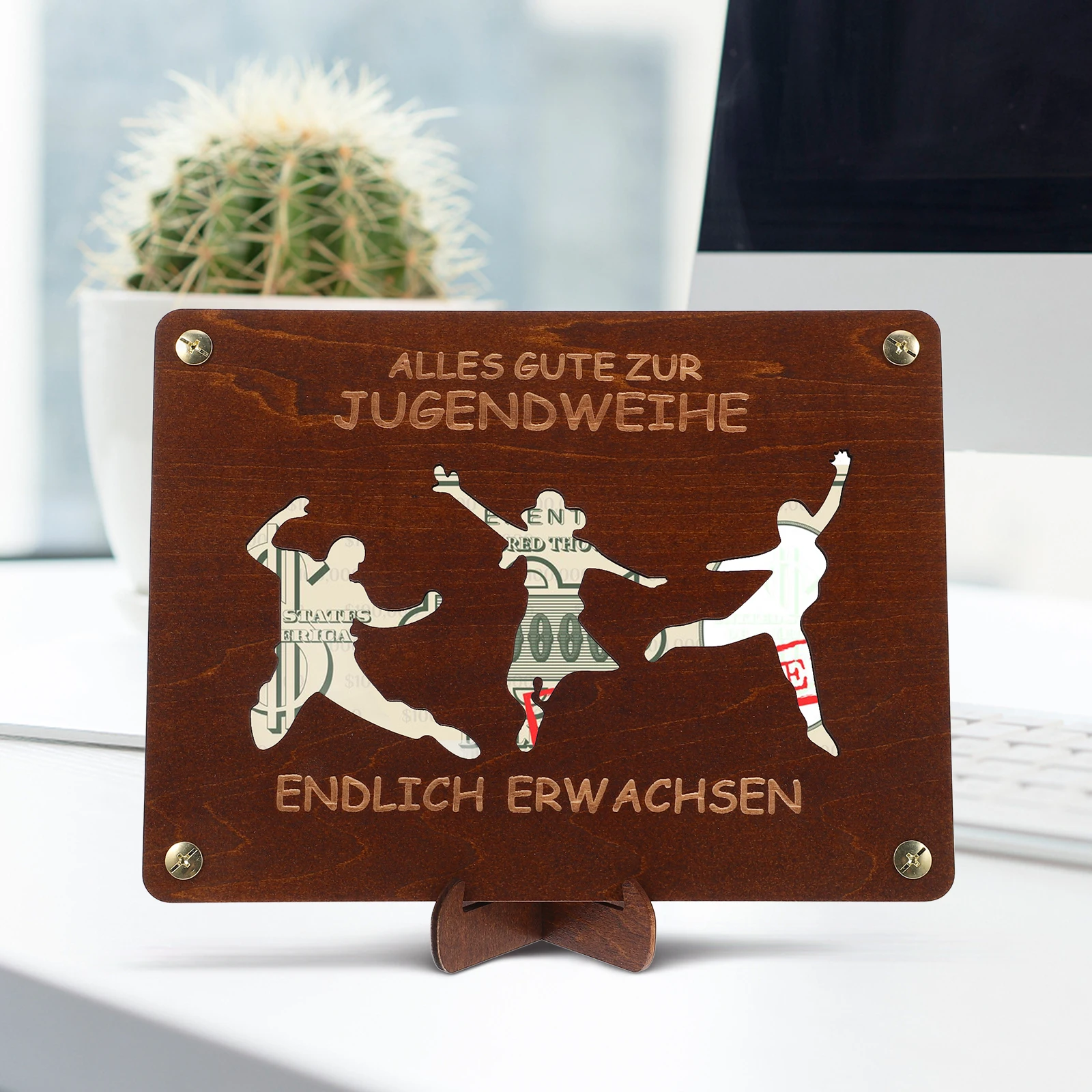 حاوية نقود خشبية أنيقة، هدية تخرج، منظم نقدي محمول، محفظة خشبية أنيقة للمناسبات الخاصة