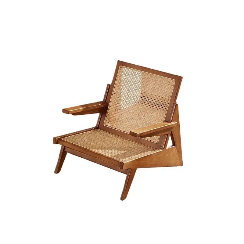 

recliner sofa chair, solid wood rattan chair, medieval wabi-sabi retro single bed and breakfast kangaroo chair