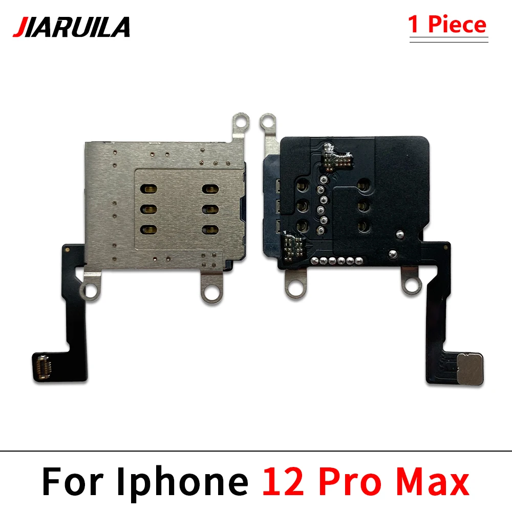 10Pcs,Dual Sim Card Reader Flex Cable + Tray Slot For Iphone 15 14 13 12 Pro Max Mini Plus Nano Connector Holder Adapter