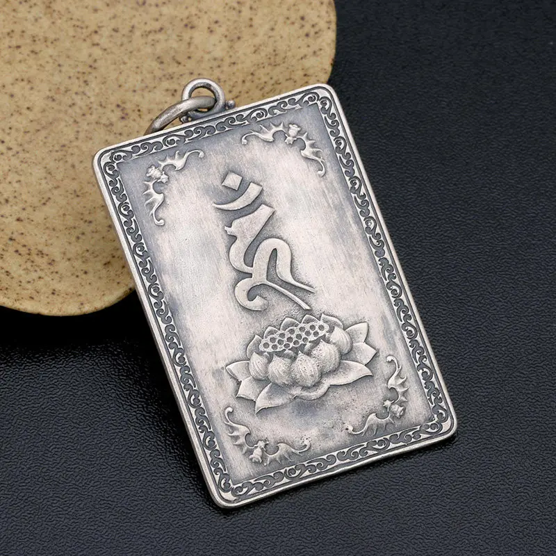 Sterling Silver Ucchusma and Ksitigarbha Pendants Vintage Buddhist Necklace Charms for Men, Traditional Jewelry Accessory
