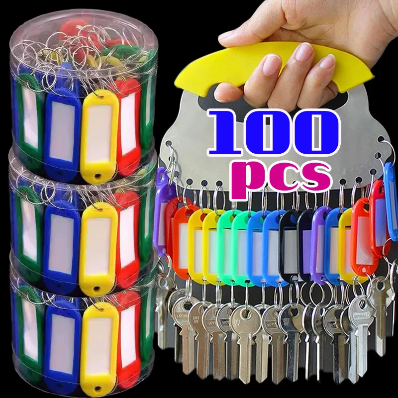 5-100Pcs Multicolor Keychain Key ID Label Tags Luggage ID Tags Hotel Number Classification Card Key Rings Keychain random colors