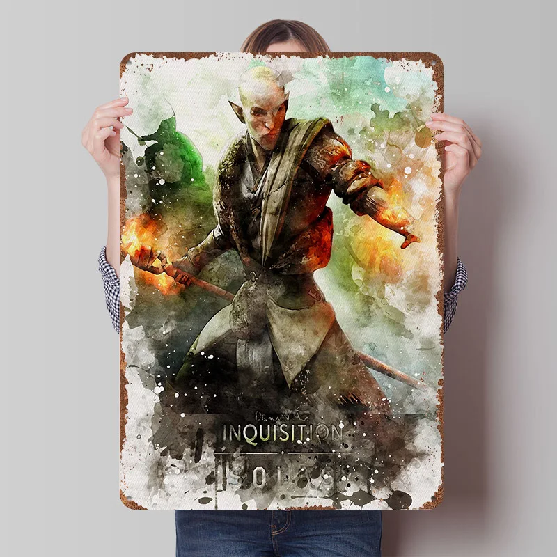 Affiche imprimée Dragon Age Inquisition, art mural personnalisé, panneaux en métal rétro vintage pour la décoration de la maison et de la chambre à coucher, esthétique