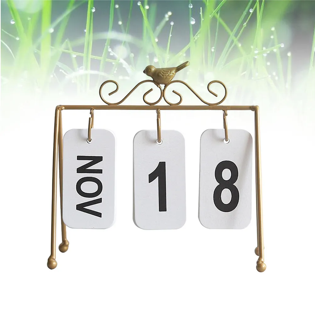 Iron Desk Calendar Creative Bird Perpetual Calendar Golden Desktop Home Decoration Study Table Accessory Iron Crafts