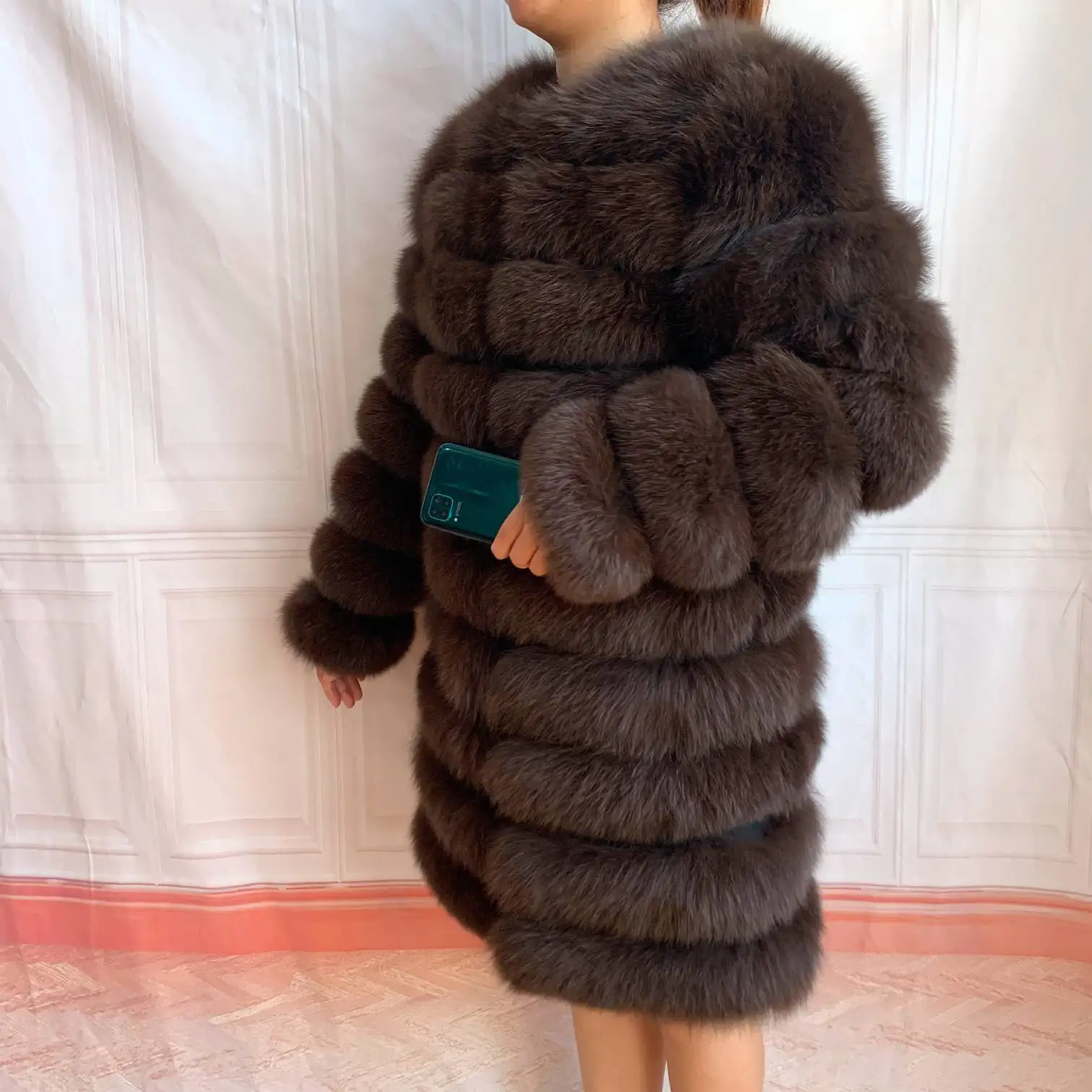 NEW 4in1 Real Fox Fur Long Coat Winter Coat for Women Jackets Vest Winter Outerwear Women Fox Fur Coat High Quality Fur Clothes