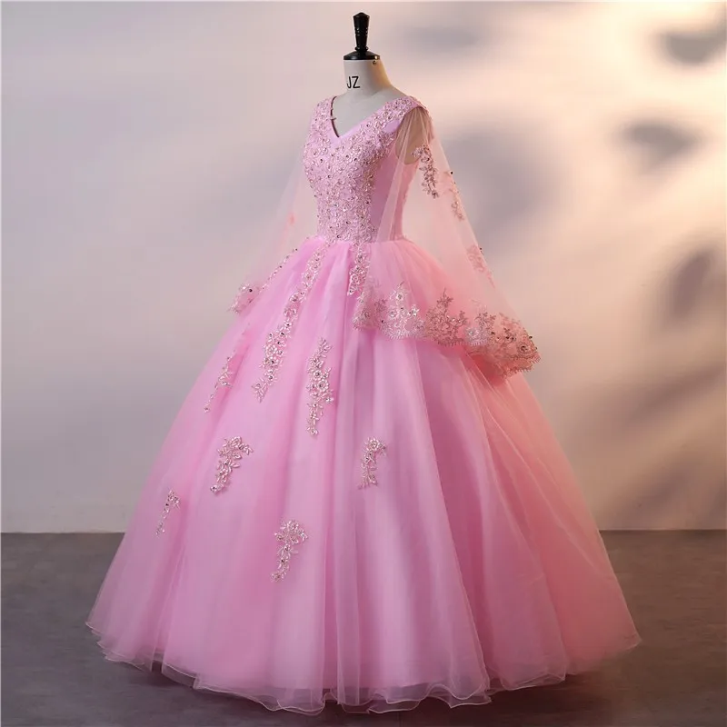 Pink Ball Gown Quinceanera Dresses Appliques Tulle Prom Birthday Party Gowns Formal Occasion Vestido De Anos 15 Sweet 16