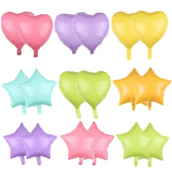 5/10pcs Macaron Heart Foil Balloons 18inch Pastel Star Candy Helium Balloons for Birthday Party Baby Shower Wedding Decoration