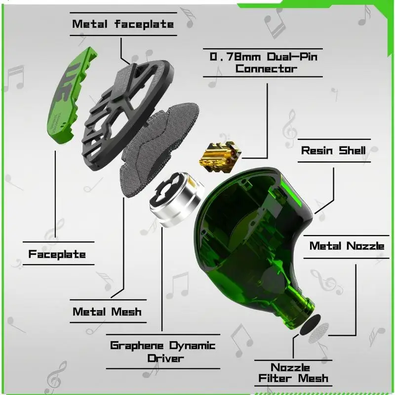 HE XIAO QIAO Rock Edition10mm Graphene Diaphragm Dynamic In-Ear Headphones Hifi Music Monitor MP3 Earphones Furukawa OFC Cable