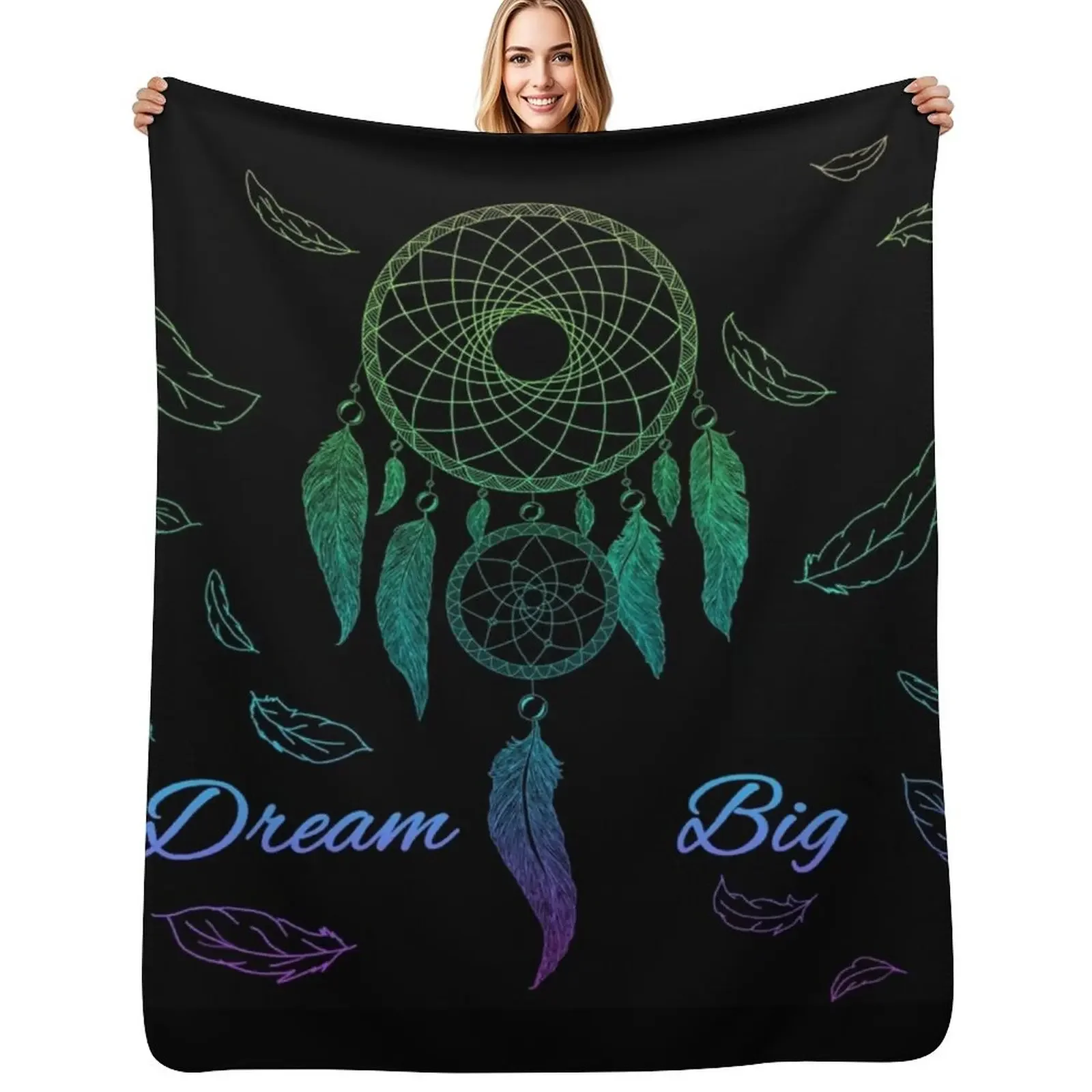 

Dream Big Dream Catcher Throw Blanket Kid'S Picnic Personalized Gift Blanket