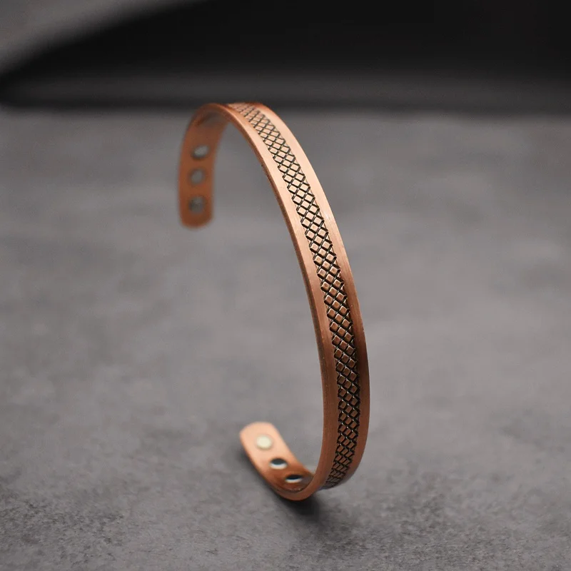 Copper Bracelets for Men, Pure Copper Magnetic Bracelet for Men with Neodymium Magnets, Adjustable Cuff Bangle Gift for Couple
