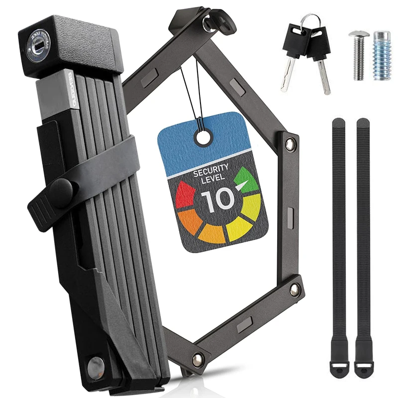 

High Security Folding Bicycle Lock with Bracket 6 Steel Segments 70cm Level 10 Anti-Theft Portable Folding Bicycle Lock