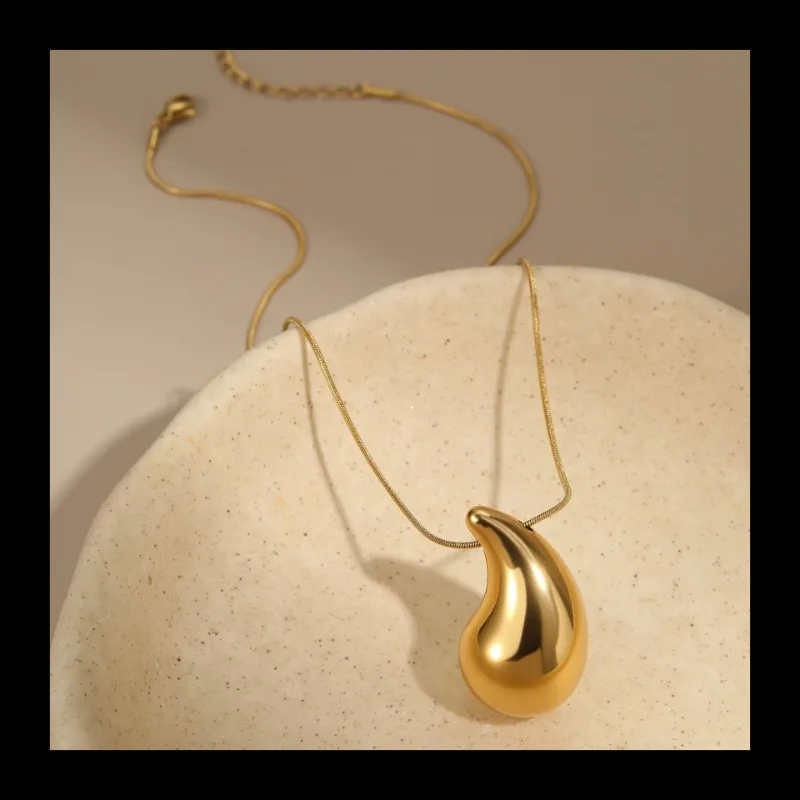 الأزياء الشعبية الراقية تحسس السمين قطرة الماء قلادة قلادة من الفولاذ المقاوم للصدأ لا تتلاشى قلادة المجوهرات بالجملة