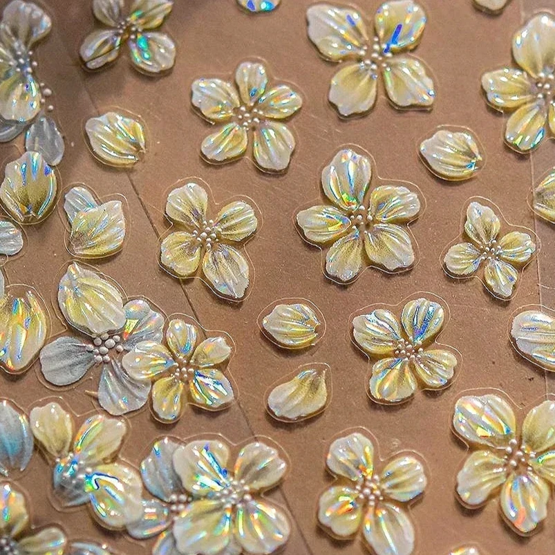 

Honorable Fantasy Yellow Gradient Jelly Flower Petal Lily Blossom White Blue Colorful Charms Nail Art Stickers Manicure Decals