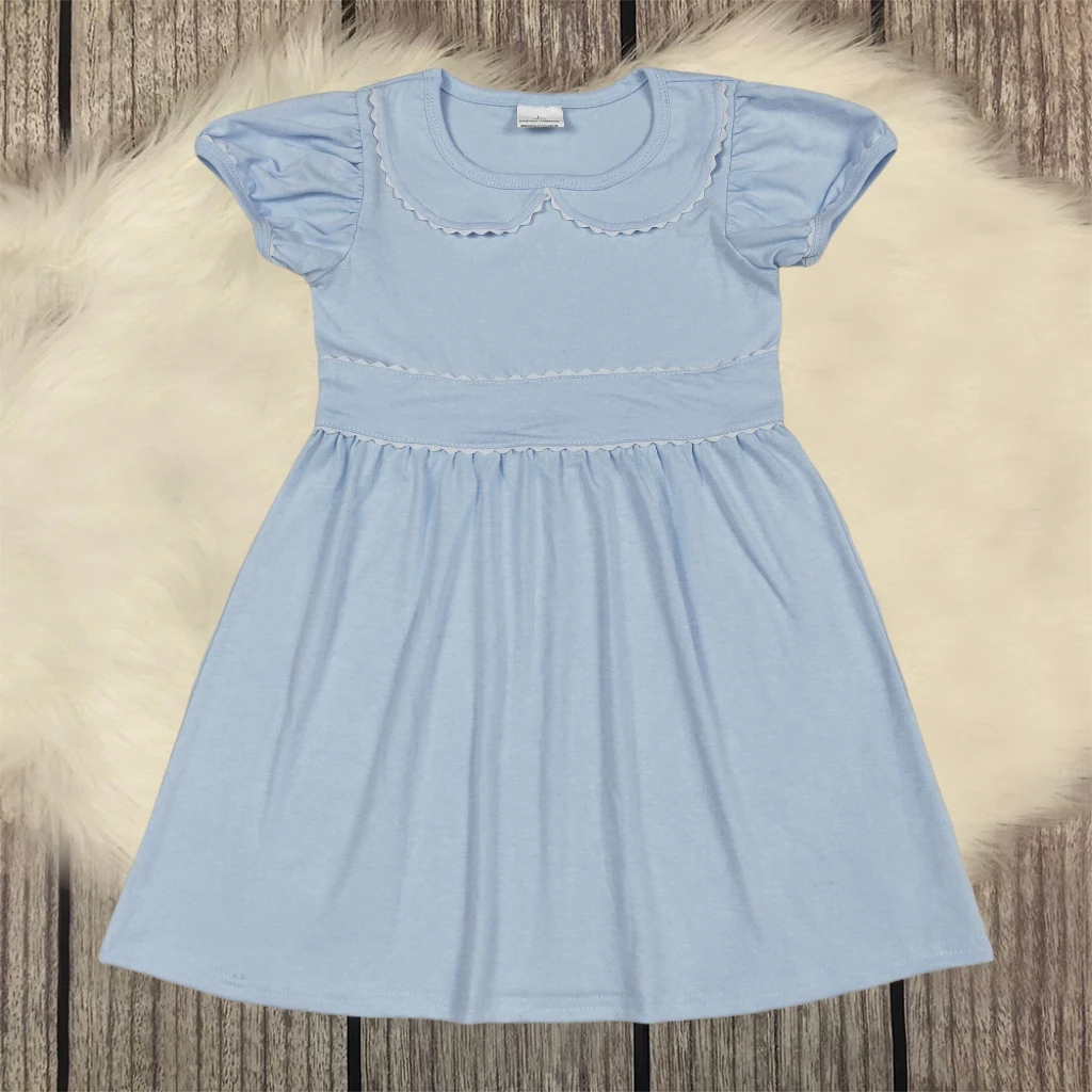 

Toddler Girls Summer Dress Kids Cute Princess Dresses Doll Collar Knee Length Elegant Baby Girl Children Clothes Wholesale