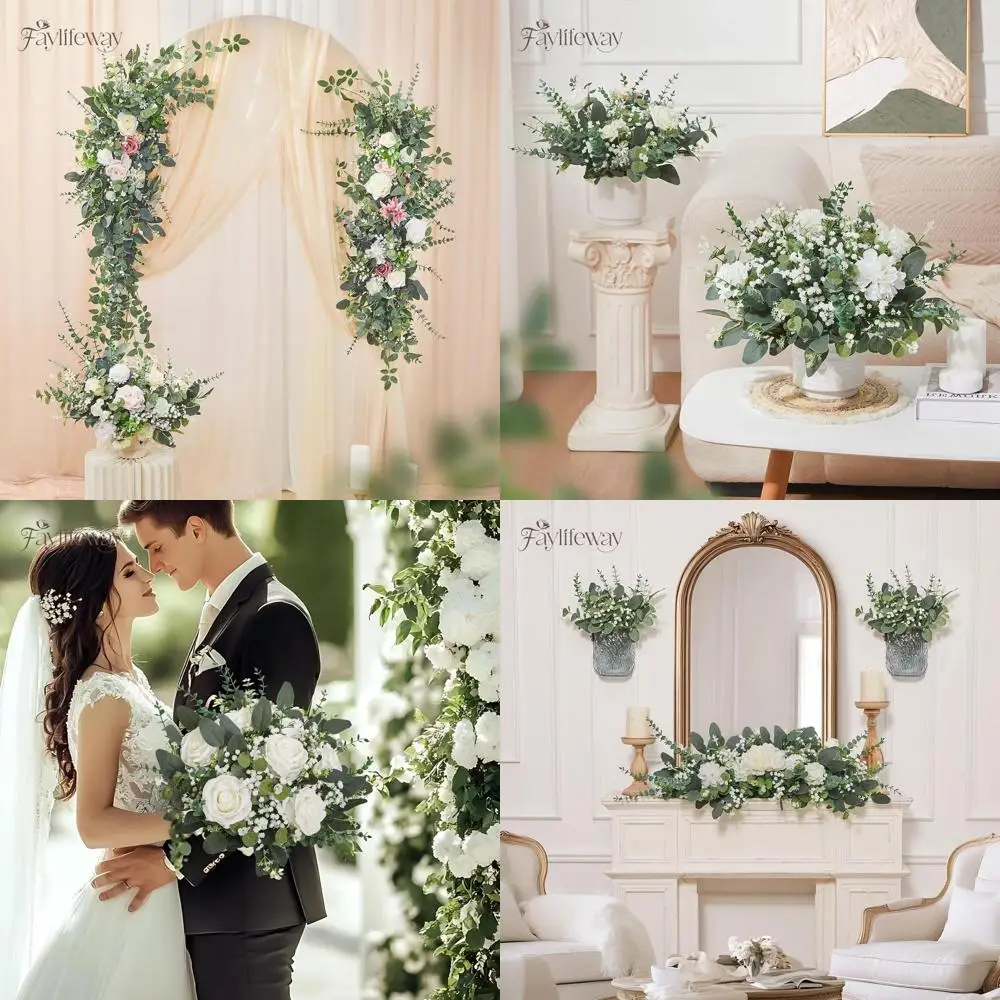 

120 Pcs 4 Kinds Mixed Eucalyptus Greenery Stems, Baby Breath Flowers Artificial Bulk and Greenery Stems for DIY Bouquets Wedding