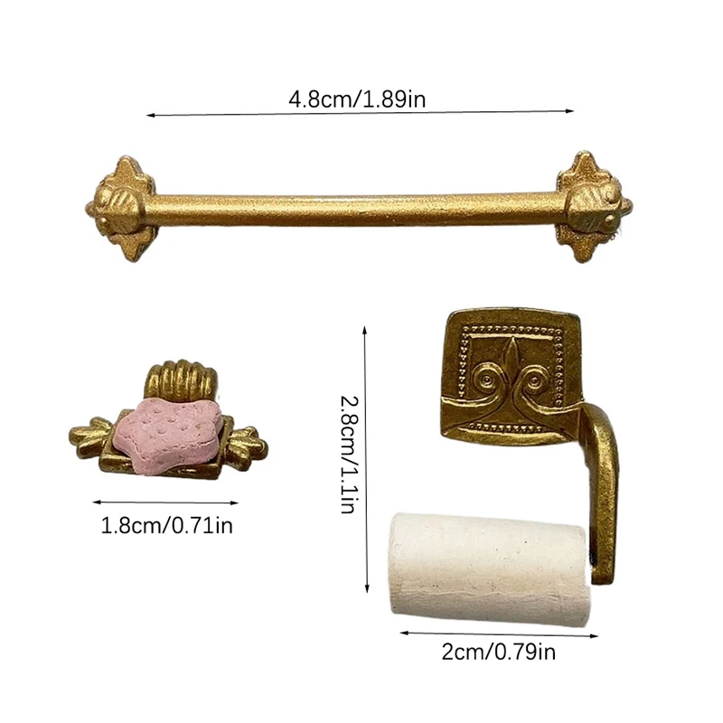 1:12 poppenhuis mini-badkamerset-handdoekenrek, zeephouder en papieren handdoekstandaard, gedetailleerd metalen rekontwerp voor miniatuurschermen