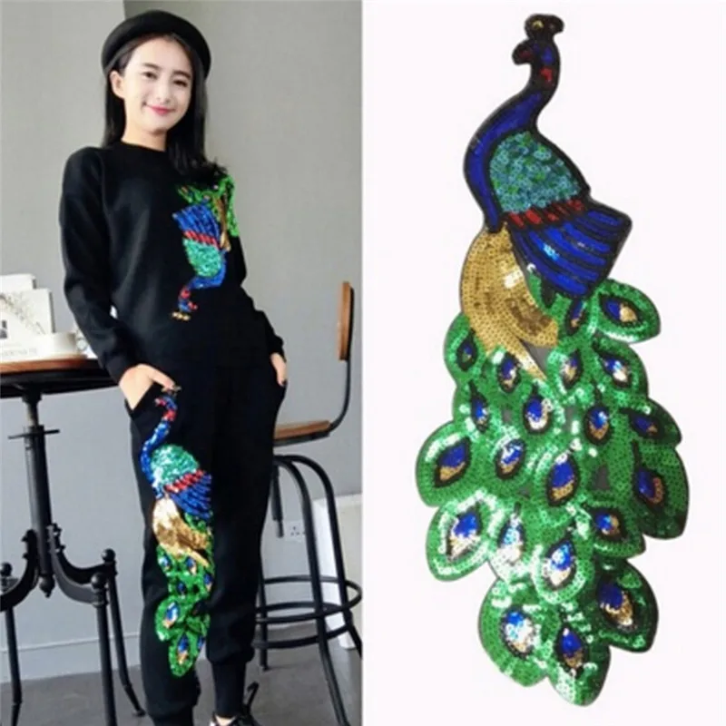 Hot Sale Peacock Sequins Patches For Clothing Sewing Garment Applique Embroidery Diy Accessory Party Decoration 1PCS