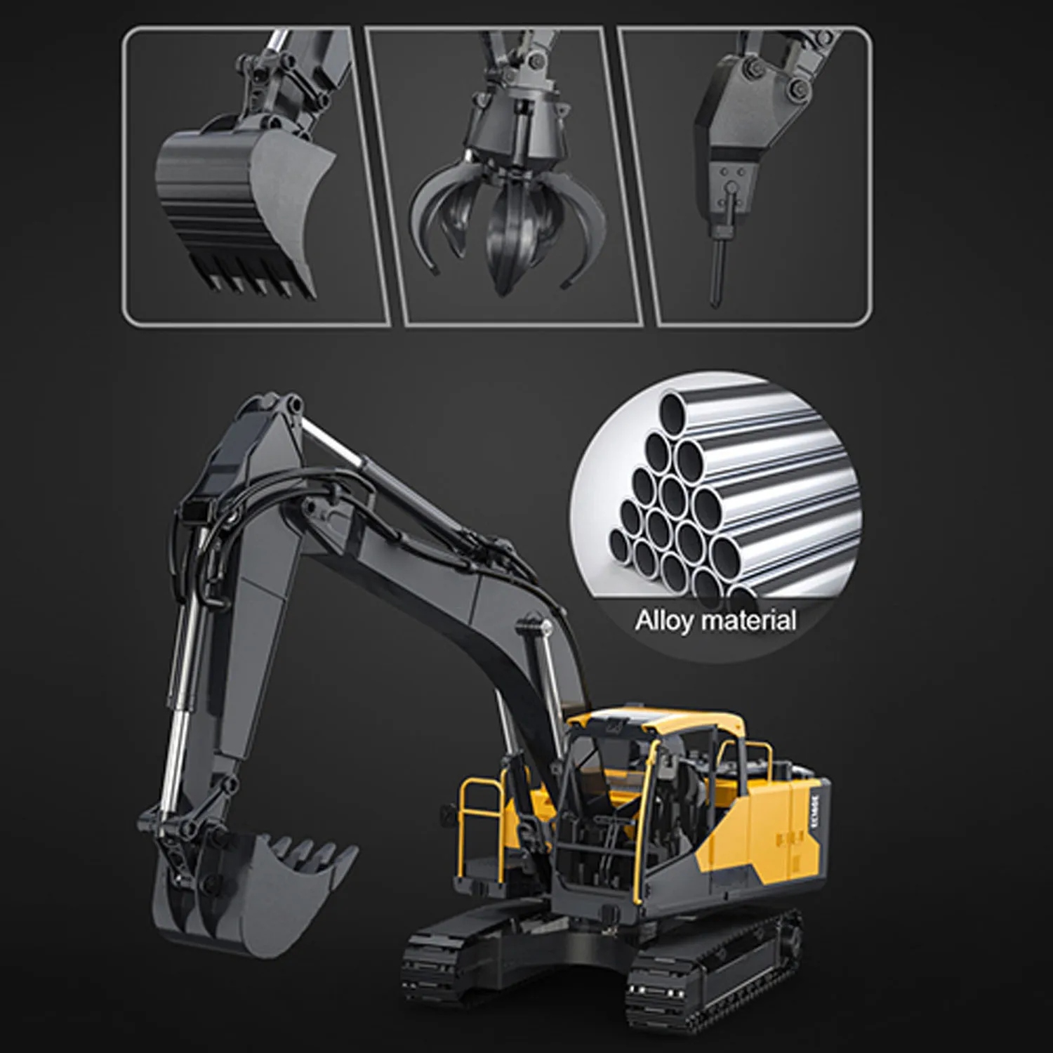 1/16 DoubleE E598 003 levage électrique RC pelle métal 2 bras télécommande pelle VO marteau seau griffe 360 °   Rotation