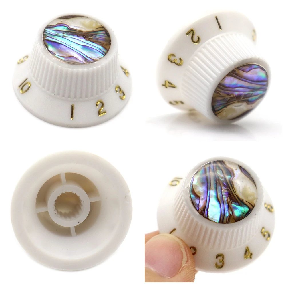 4 Stück Gitarrenknöpfe Abalone-Hutknöpfe Kunststoff-Lautstärke-Ton-Geschwindigkeitsregler für LP ST ES SG E-Gitarren-Teile – Detail 5