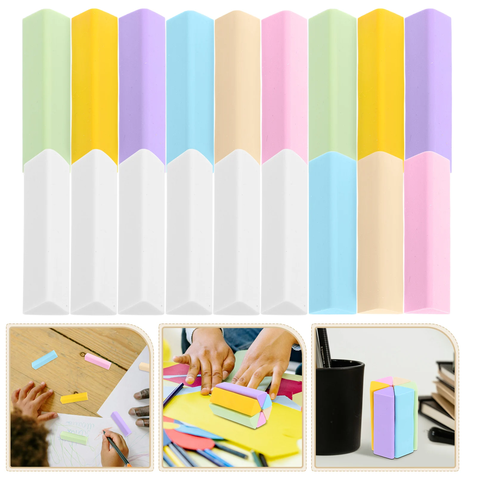 

18Pcs Triangular Eraser Hb Pencil Soft Clean Erase Tpe Material Multi-Function Art Drawing Stationery Supplies for Students