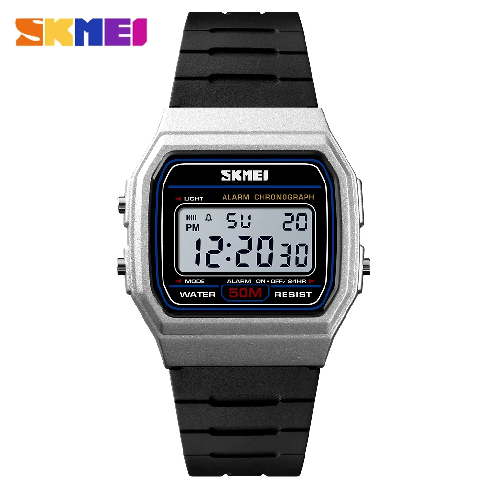 

Student Fashion Digit Watch for Men Women SKMEI Military Luminous Chronograph Waterproof Electronic Clock Black PU Strap Watches