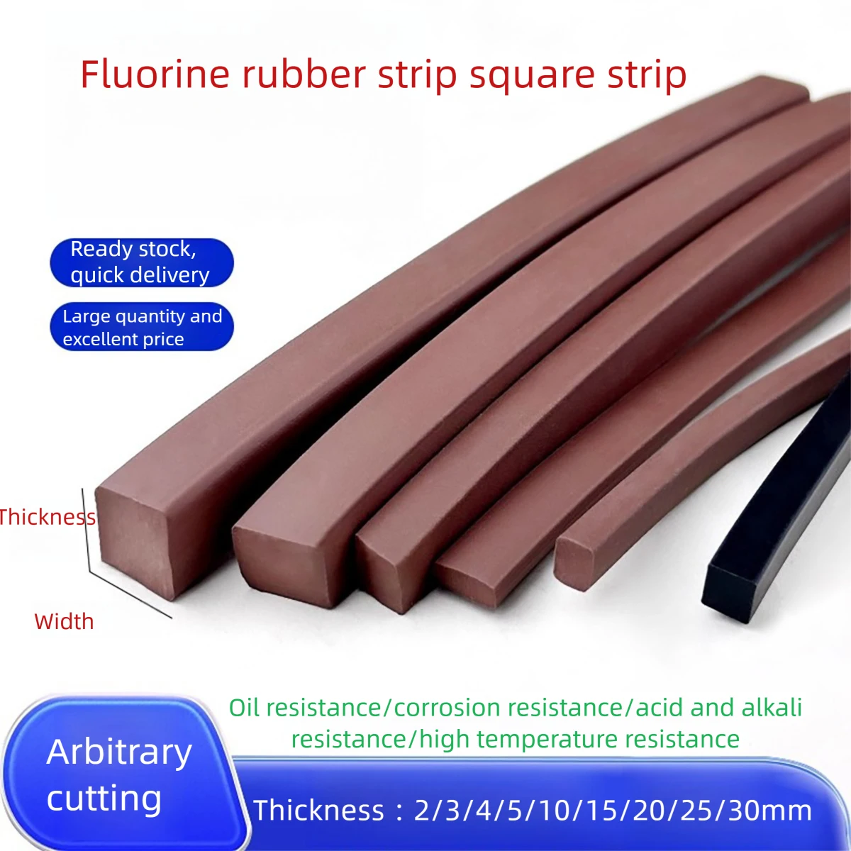 

Brown Fluorine Rubber Strip/Fluoroelastomer Strip - Acid & Alkali Resistant Oil Resistant Square Shape for Industrial Sealing
