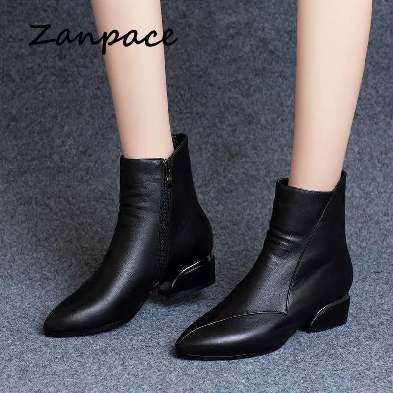 ZANPACE 2022 moda inverno stivali alti da donna tenere in caldo scarpe da donna in pelle con punta a punta più stivaletti da donna con piattaforma