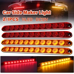 2PCS Waterproof 16-Inch 11-LED Truck Tail Trailer Light with Brake Stop, Park, High/Low Brightness, Marker Bar - 12V Amber Red